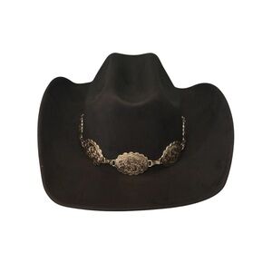 Elegant Black Cowboy Hat with Gold Accents